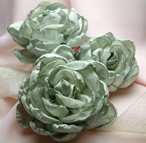 Sage Green Fabric Flowers